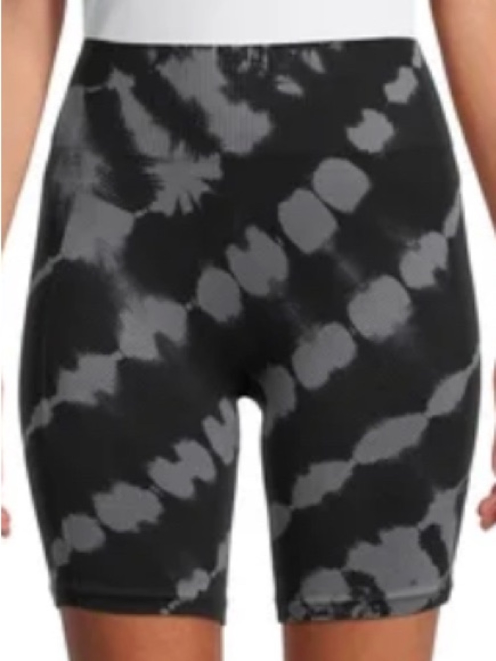 Avia Black and Gray Tie-Dye Bike Shorts